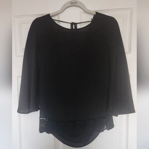 Naked Zebra Black Blouse with Lace Detail